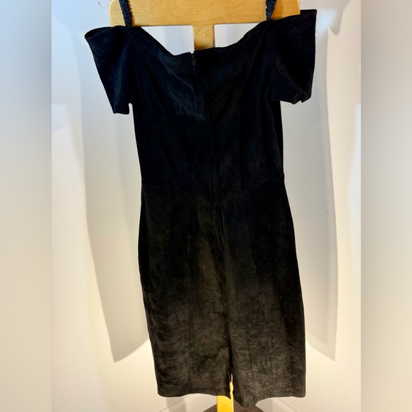 Firenze Santa Barbara Vintage Black Suede Off-Shoulder Dress - Picture 4 of 6